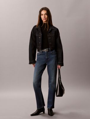 blue high rise straight jeans for women calvin klein jeans