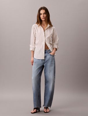 blue relaxed barrel jeans for women calvin klein jeans