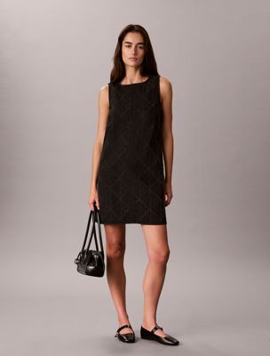 black all-over logo denim mini dress for women calvin klein jeans