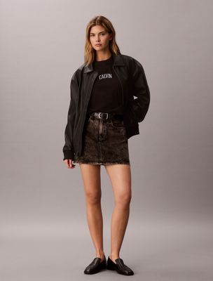 black cropped varsity logo t-shirt for women calvin klein jeans