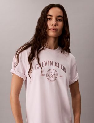 pink relaxed graphic logo t-shirt for women calvin klein jeans