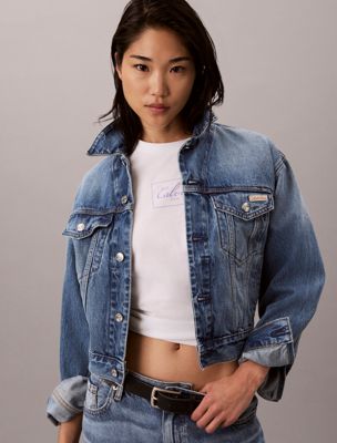 white boxy script logo t-shirt for women calvin klein jeans
