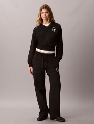 black terry graphic logo sweatpants for women calvin klein jeans