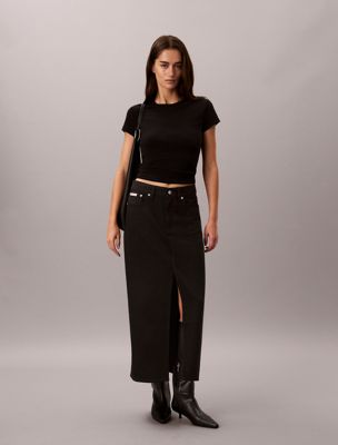 black spódnica jeansowa maxi dla kobiety - calvin klein jeans
