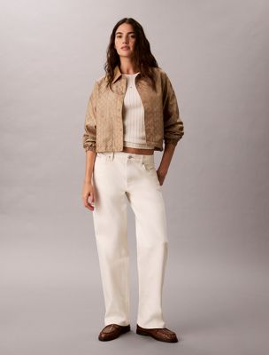 chaqueta cortavientos con logo en toda la prenda brown de mujeres calvin klein jeans