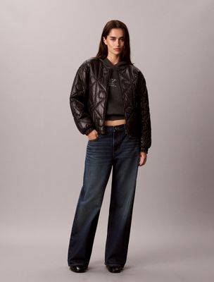 black gesteppte, gefütterte wendejacke für damen - calvin klein jeans