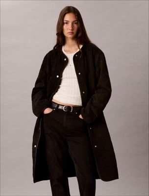 black quilted denim liner coat for women calvin klein jeans