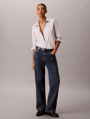 blue 90s straight jeans for women calvin klein jeans