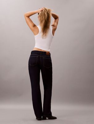 blue high-rise straight jeans für damen - calvin klein jeans