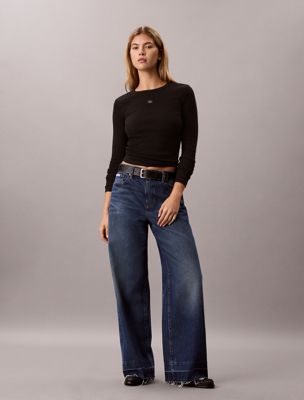 blue wide leg jeans für damen - calvin klein jeans