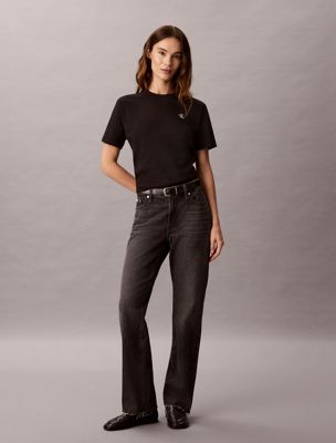 t-shirt graphique avec logo dans le dos black pour femmes calvin klein jeans