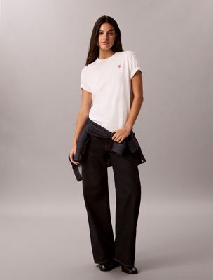 t-shirt graphique avec logo dans le dos white pour femmes calvin klein jeans