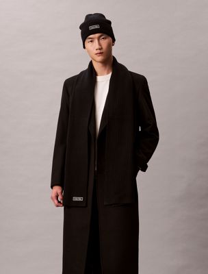 black cotton cashmere scarf beanie gift set for men calvin klein