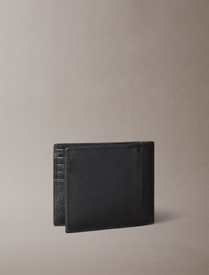 black leather rfid billfold wallet for men calvin klein