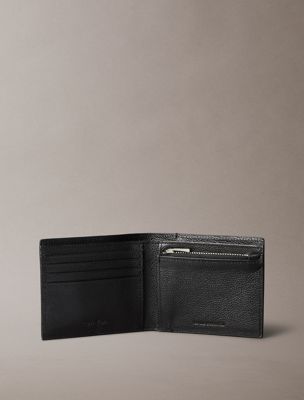 black leather rfid billfold wallet for men calvin klein