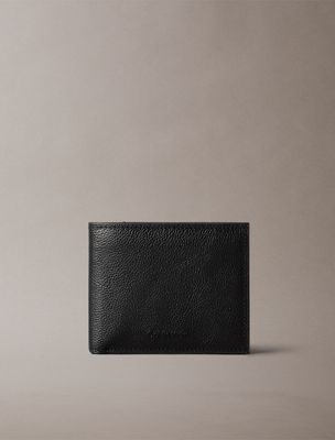 black leather rfid billfold wallet for men calvin klein