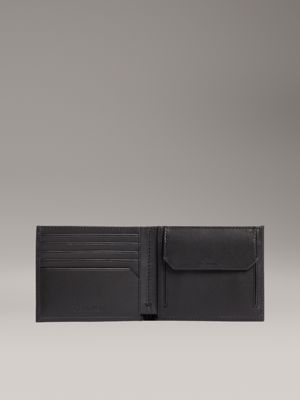 black leather rfid billfold wallet for men calvin klein