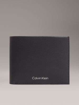black leather rfid billfold wallet for men calvin klein