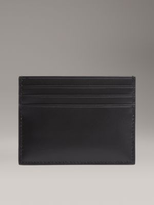 black skórzane etui na karty z blokadą rfid dla mężczyźni - calvin klein