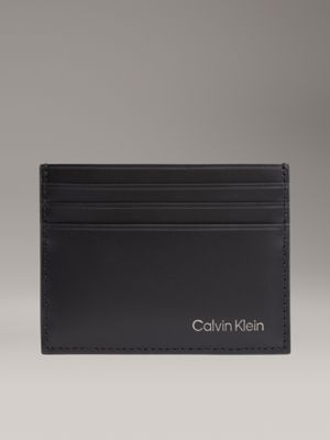 black leather rfid cardholder for men calvin klein