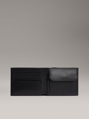 black leather rfid billfold wallet for men calvin klein