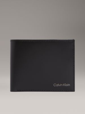 black leather rfid billfold wallet for men calvin klein