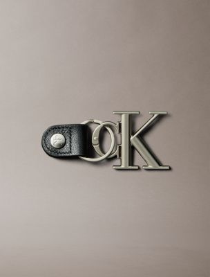 grey bold monogram key fob for men calvin klein