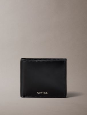 portefeuille à deux volets en cuir black pour hommes calvin klein