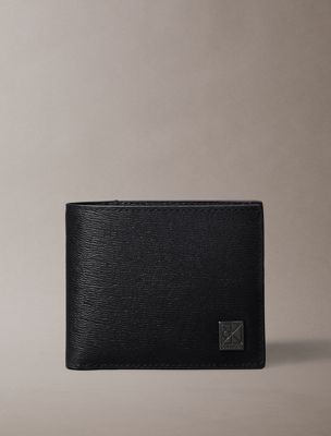 black emblem logo bifold wallet for men calvin klein
