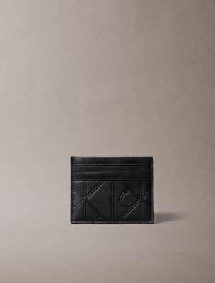black embossed allover emblem logo cardholder for men calvin klein