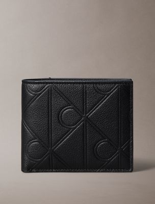 black allover monogram logo bifold wallet for men calvin klein