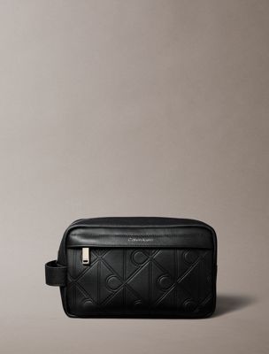 trousse de toilette avec logo emblématique gaufré intégral black pour hommes calvin klein