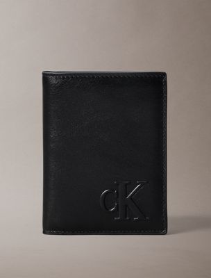 portefeuille à deux volets avec monogramme gaufré black pour hommes calvin klein
