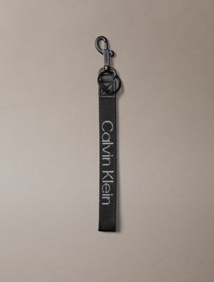 black logo strap key fob for men calvin klein