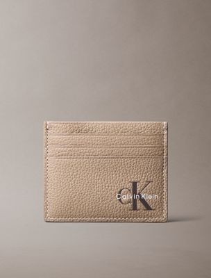 brown monologo card holder for men calvin klein