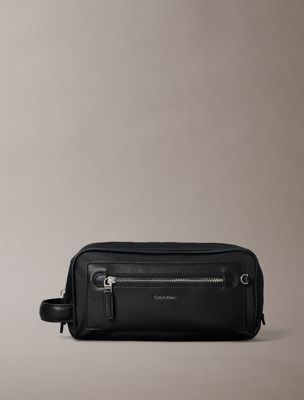 black raised logo dopp kit for men calvin klein