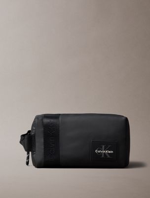 black monologo patch dopp kit for men calvin klein