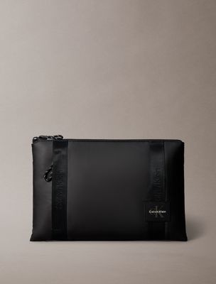 black monologo patch laptop sleeve for men calvin klein