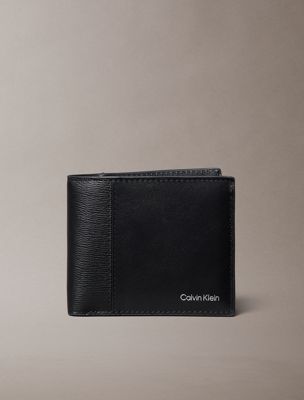 black leren billfold rfid-portemonnee voor heren - calvin klein