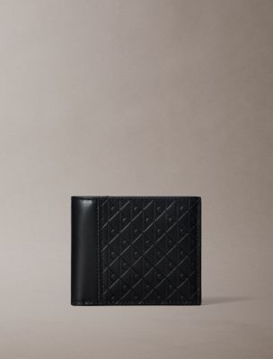 black allover emblem logo bifold wallet with coin pouch for men calvin klein