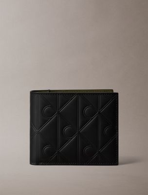 black rubberised leather billfold wallet for men calvin klein