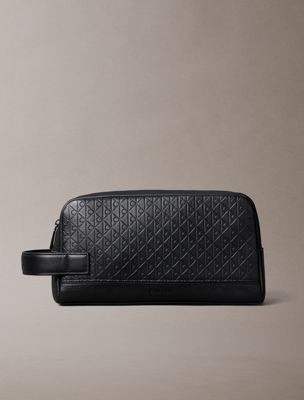 black emblem logo wash bag for men calvin klein