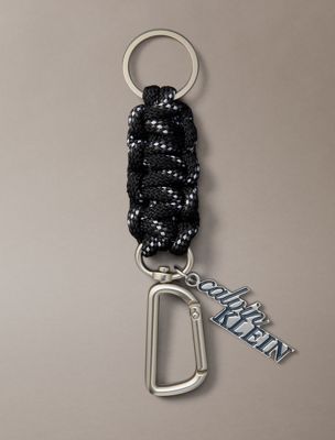 black sleutelhanger met geknoopte tasbedel met logo voor heren - calvin klein