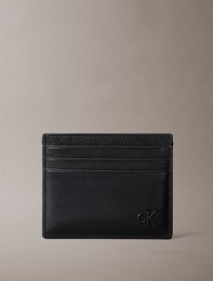 black suede monogram card holder for men calvin klein