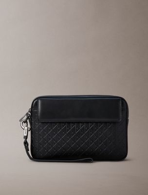 black täschchen mit durchgehendem emblem für herren - calvin klein