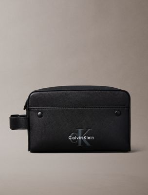 black signature monogram wash bag for men calvin klein