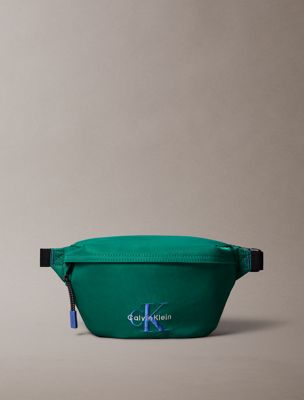 green nylon signature logo bum bag for men calvin klein