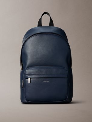 blue micro pebble laptop trolley backpack for men calvin klein