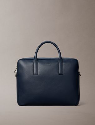 blue micro pebble commuter laptop bag for men calvin klein