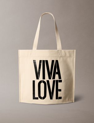 khaki canvas tote bag - pride voor heren - calvin klein